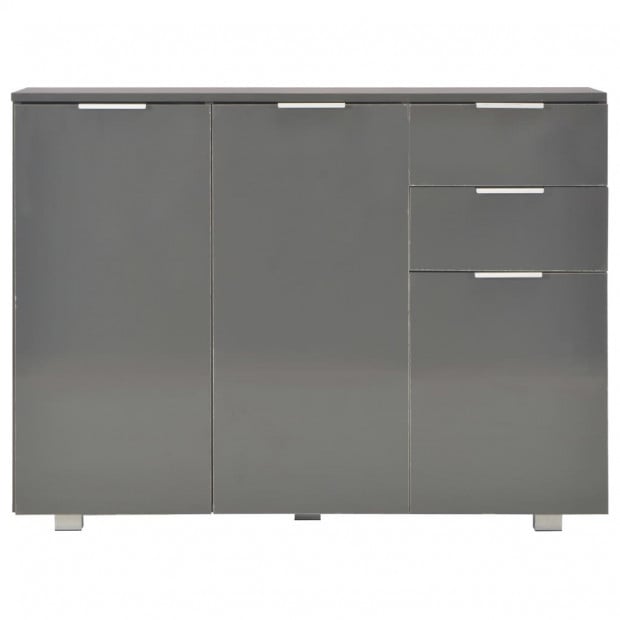 Sideboard High Gloss Grey 107x35x76 Cm Image 4