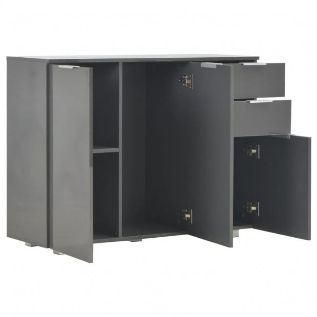 Sideboard High Gloss Grey 107x35x76 Cm Image 5