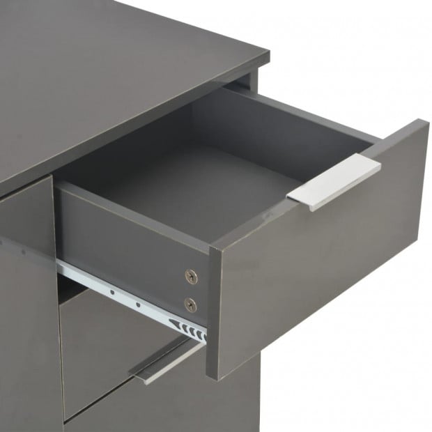 Sideboard High Gloss Grey 107x35x76 Cm Image 8