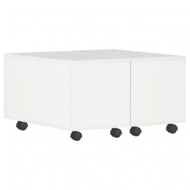 Coffee Table High Gloss White 60x60x35 Cm Chipboard Image 2