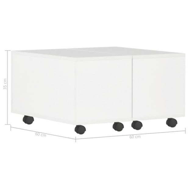 Coffee Table High Gloss White 60x60x35 Cm Chipboard Image 8