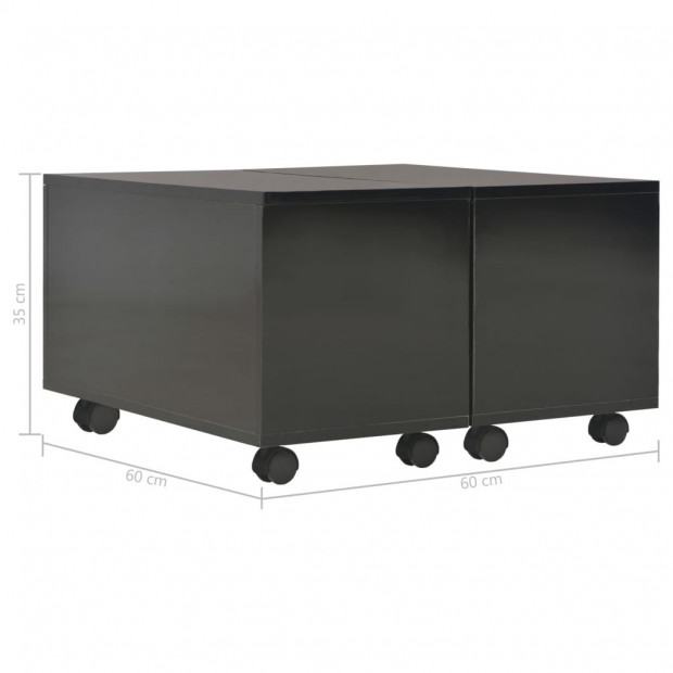 Coffee Table High Gloss Black 60x60x35 Cm Chipboard Image 8