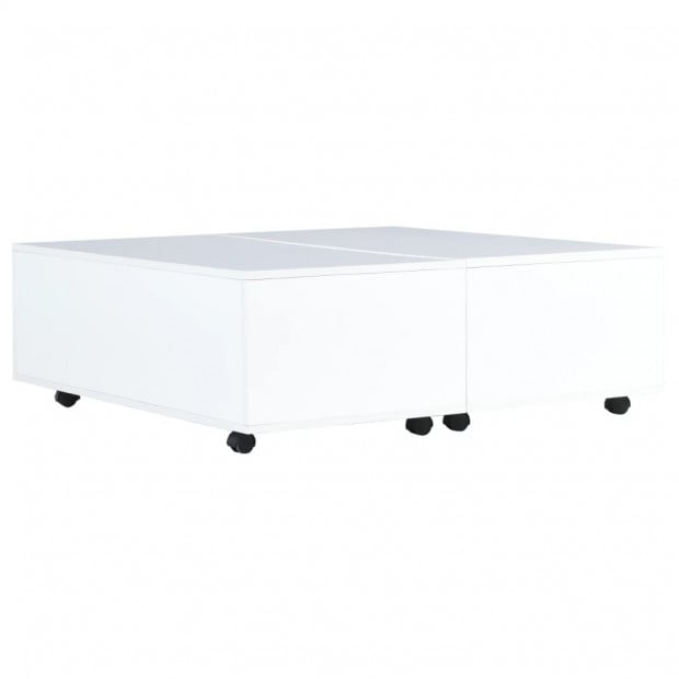 Coffee Table High Gloss White 100x100x35 Cm Image 2