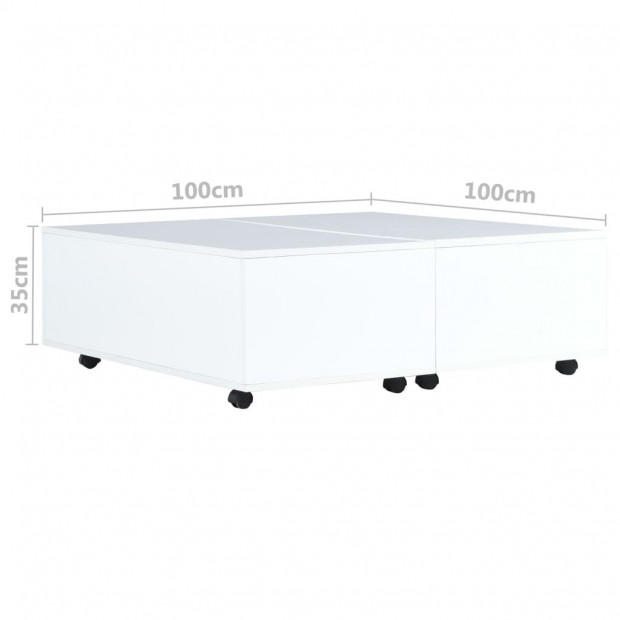 Coffee Table High Gloss White 100x100x35 Cm Image 8