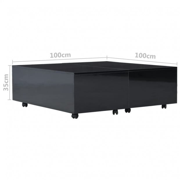 Coffee Table High Gloss Black 100x100x35 Cm Image 8