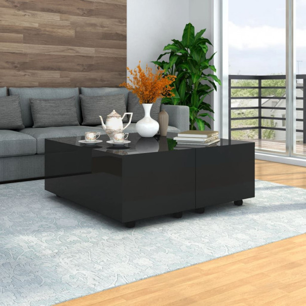 Coffee Table High Gloss Black 100x100x35 Cm Image 2