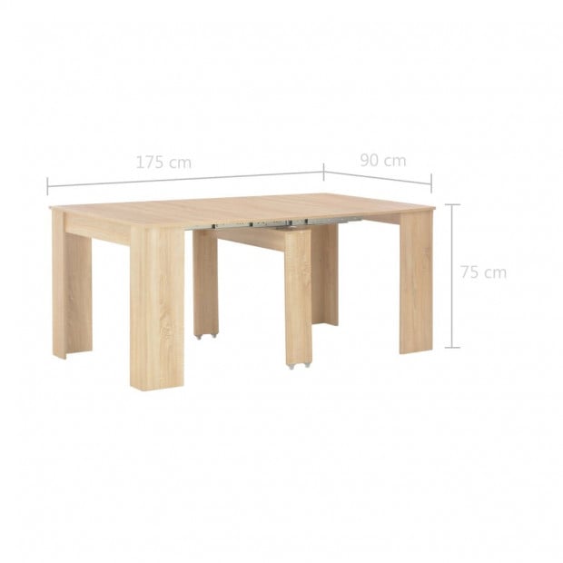 Extendable Dining Table Sonoma Oak 175x90x75 Cm Image 8