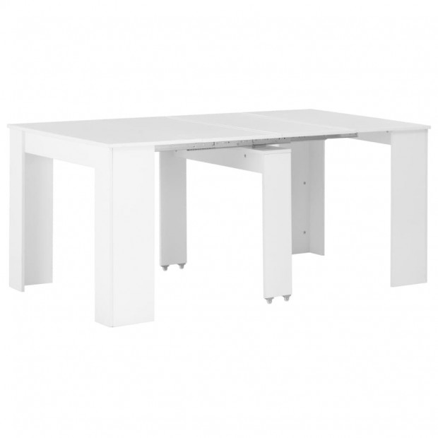 Extendable Dining Table High Gloss White 175x90x75 Cm