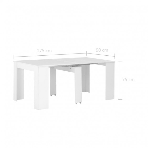 Extendable Dining Table High Gloss White 175x90x75 Cm Image 7