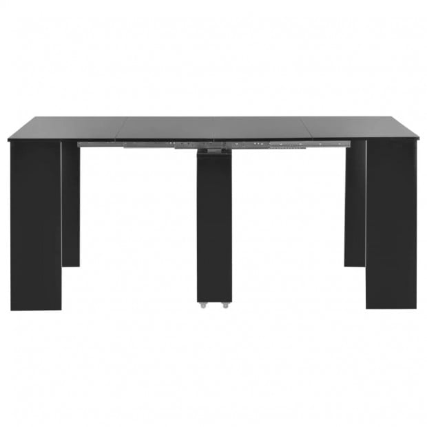 Extendable Dining Table High Gloss Black 175x90x75 Cm Image 3