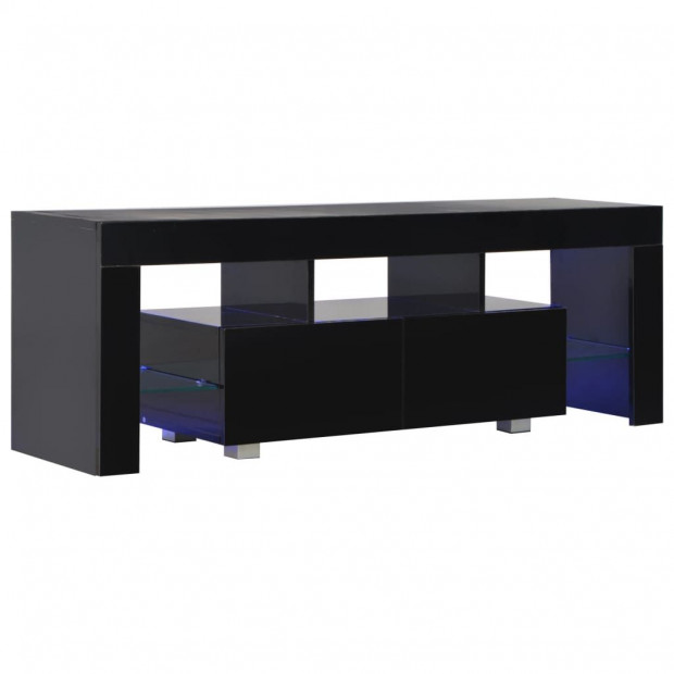 Tv With Led Lights High Gloss Black 130x35x45 Cm