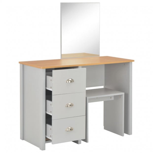 Dressing Table With Mirror And Stool Grey 104x45x131 Cm Image 3