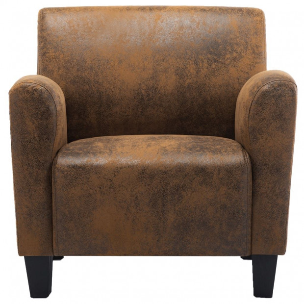 Sofa Chair Brown Faux Suede Leather Image 4