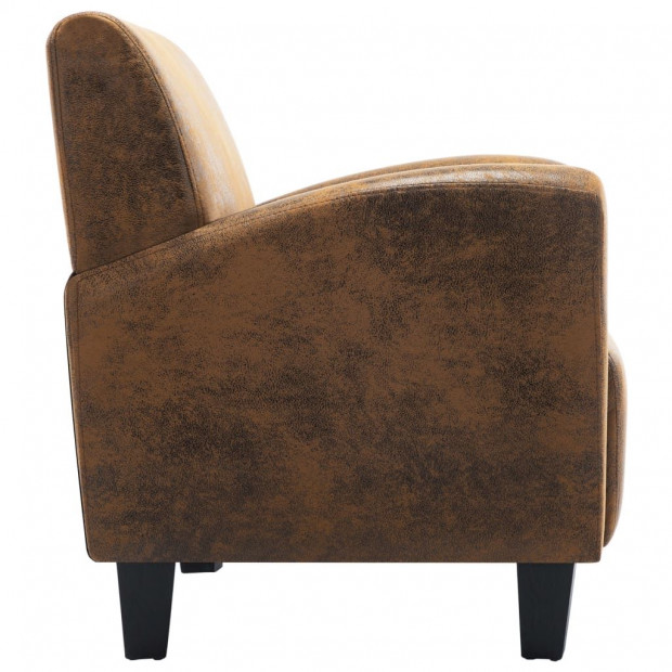 Sofa Chair Brown Faux Suede Leather Image 5