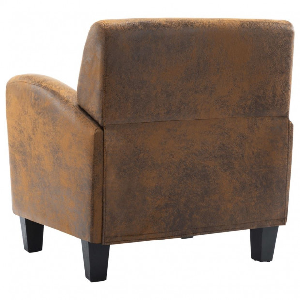 Sofa Chair Brown Faux Suede Leather Image 6