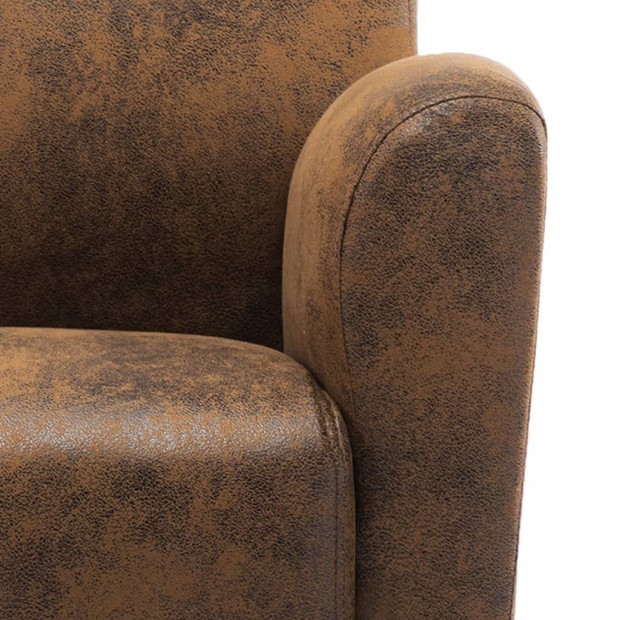 Sofa Chair Brown Faux Suede Leather Image 8