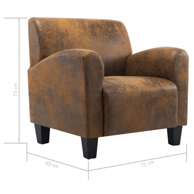 Sofa Chair Brown Faux Suede Leather Image 9