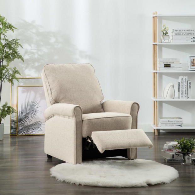 Tv Recliner Chair Cream Fabric Image 4