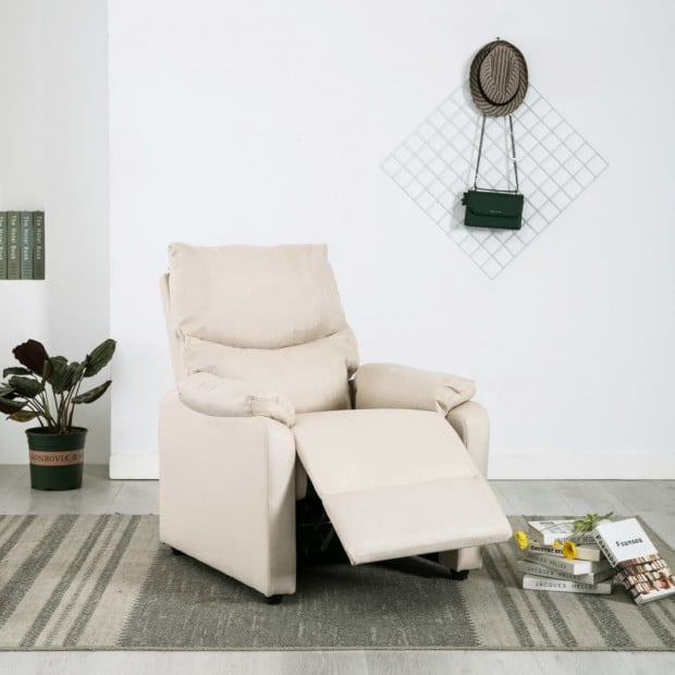 Tv Recliner Cream Fabric Image 4