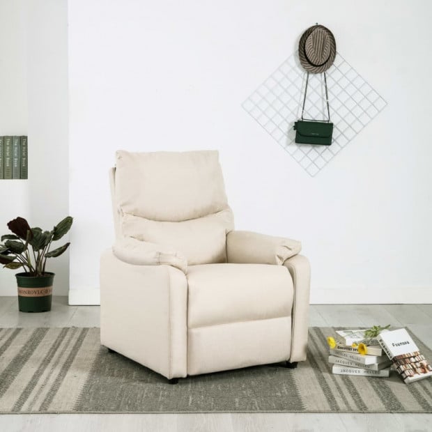 Tv Recliner Cream Fabric Image 2