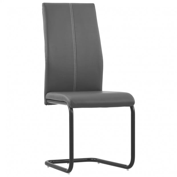 Cantilever Dining Chairs 4 Pcs Grey Faux Leather Image 2