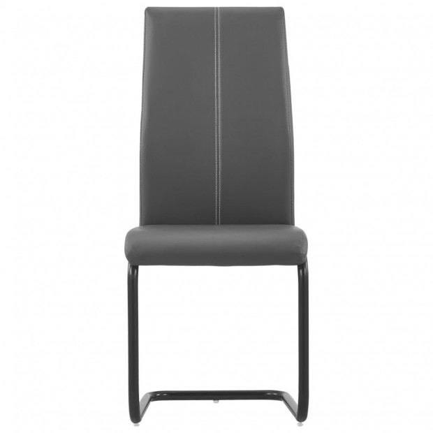 Cantilever Dining Chairs 4 Pcs Grey Faux Leather Image 3