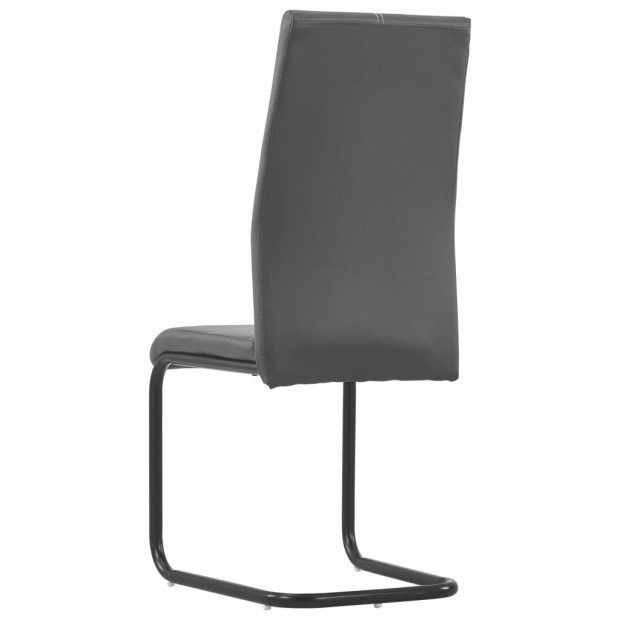 Cantilever Dining Chairs 4 Pcs Grey Faux Leather Image 5