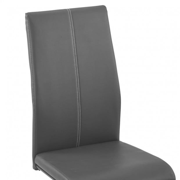 Cantilever Dining Chairs 4 Pcs Grey Faux Leather Image 6