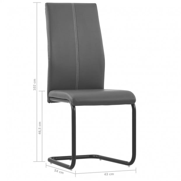 Cantilever Dining Chairs 4 Pcs Grey Faux Leather Image 8