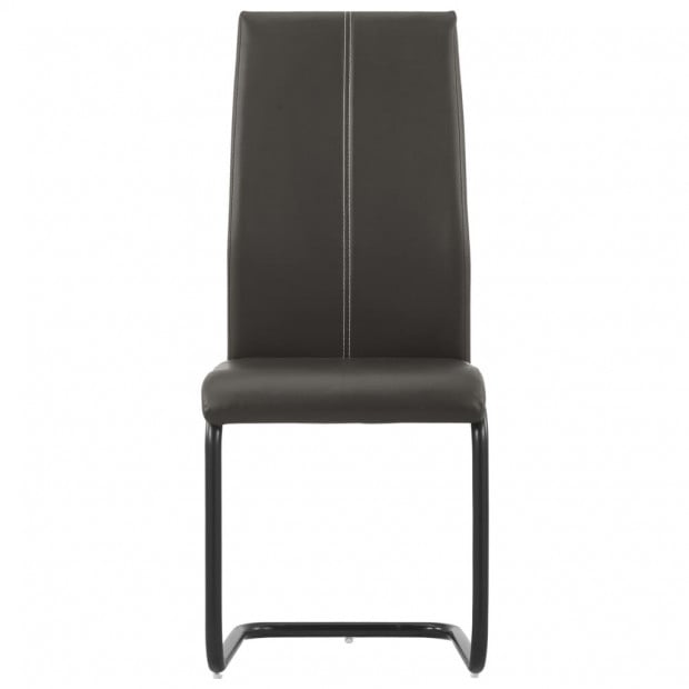 Cantilever Dining Chairs 2 Pcs Brown Faux Leather Image 3