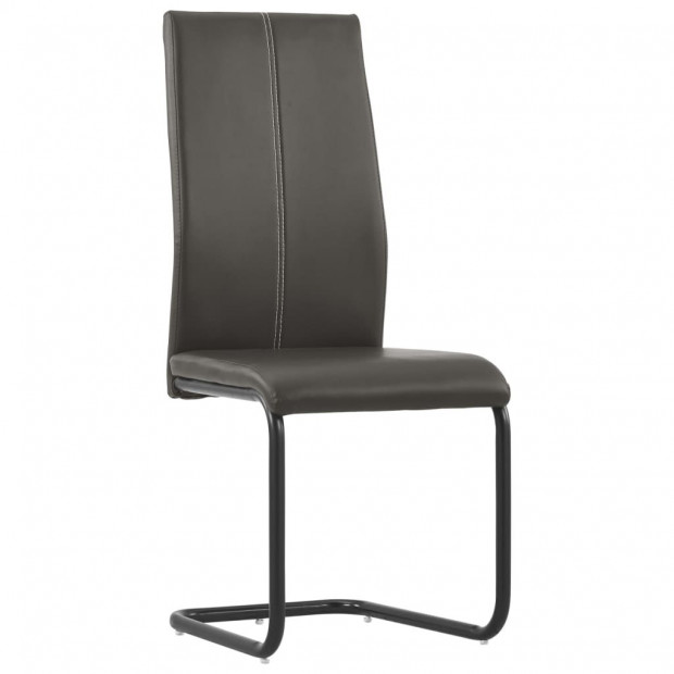 Cantilever Dining Chairs 4 Pcs Brown Faux Leather Image 2
