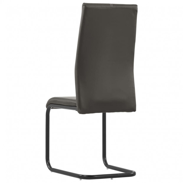 Cantilever Dining Chairs 4 Pcs Brown Faux Leather Image 5