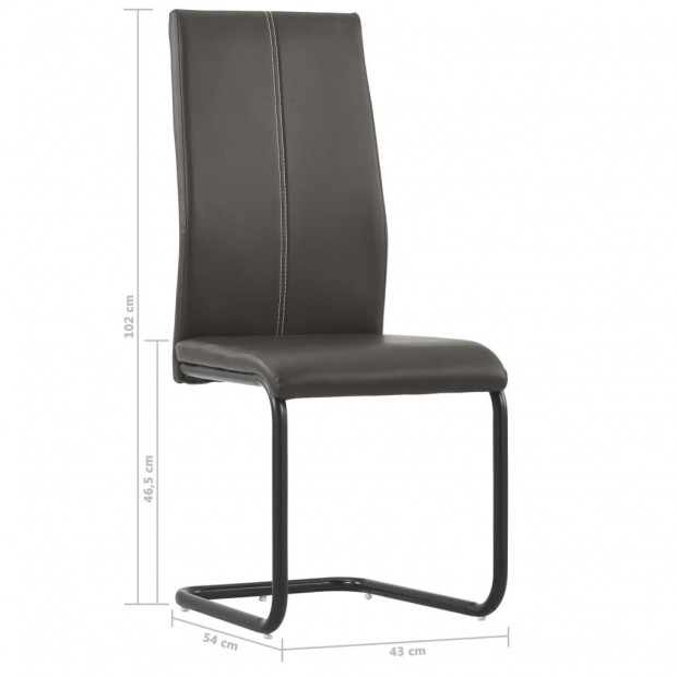 Cantilever Dining Chairs 4 Pcs Brown Faux Leather Image 8