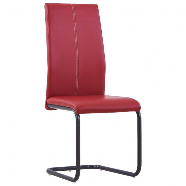 Cantilever Dining Chairs 2 Pcs Red Faux Leather Image 2