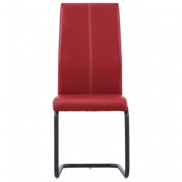 Cantilever Dining Chairs 2 Pcs Red Faux Leather Image 3