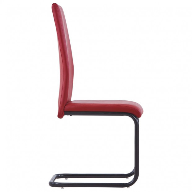 Cantilever Dining Chairs 2 Pcs Red Faux Leather Image 4