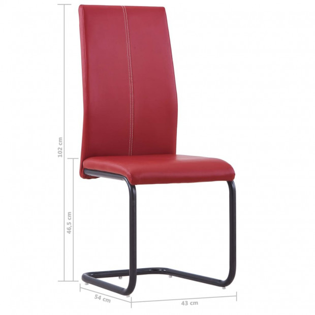Cantilever Dining Chairs 2 Pcs Red Faux Leather Image 8