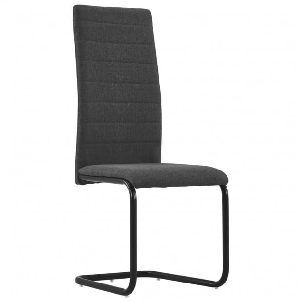 Cantilever Dining Chairs 2 Pcs Dark Grey Fabric Image 2