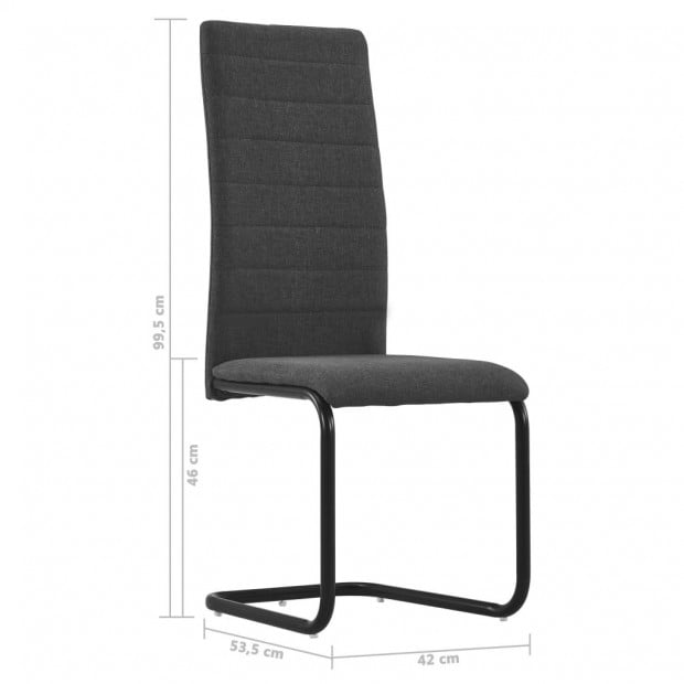 Cantilever Dining Chairs 2 Pcs Dark Grey Fabric Image 8
