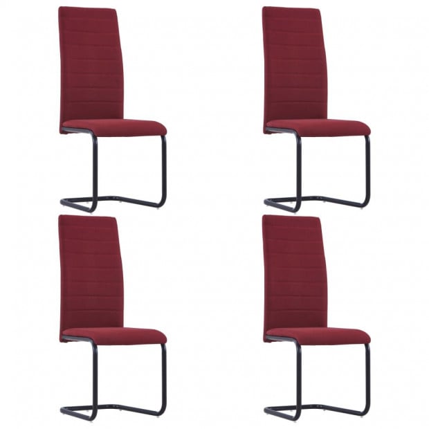 Cantilever Dining Chairs 4 Pcs Wine Fabric