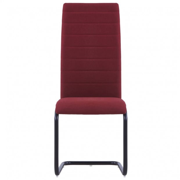 Cantilever Dining Chairs 4 Pcs Wine Fabric Image 3