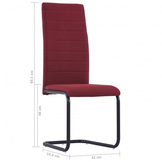 Cantilever Dining Chairs 4 Pcs Wine Fabric Image 8