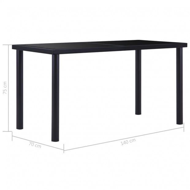 Dining Table Black 140x70x75 Cm Tempered Glass Image 5