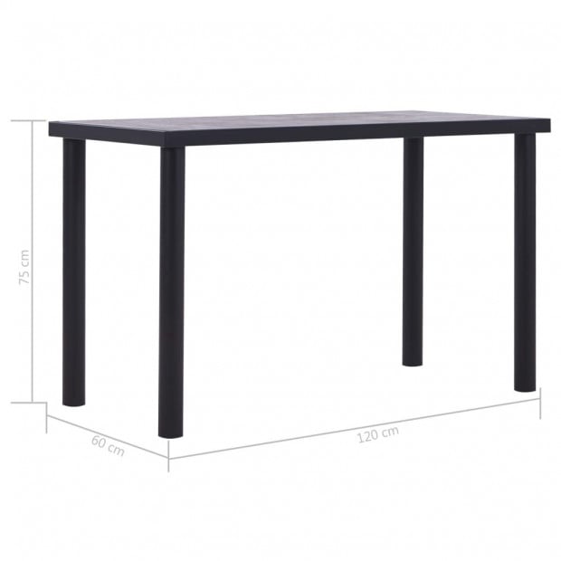 Dining Table Black And Concrete Grey 120x60x75 Cm Mdf Image 5