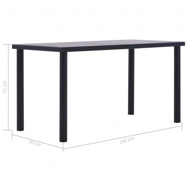 Dining Table Black And Concrete Grey 140x70x75 Cm Mdf Image 5