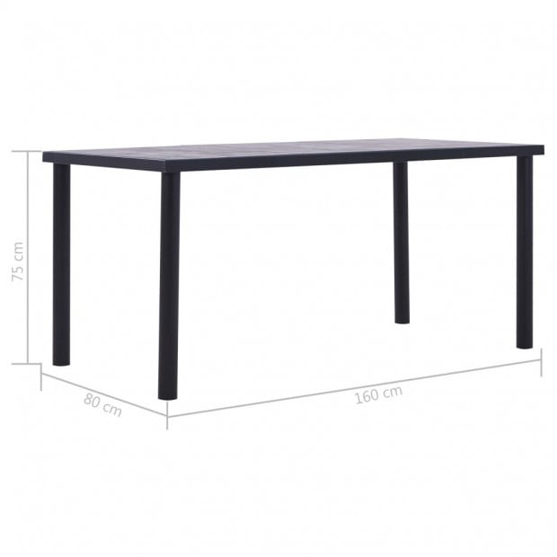 Dining Table Black And Concrete Grey 160x80x75 Cm Mdf Image 5