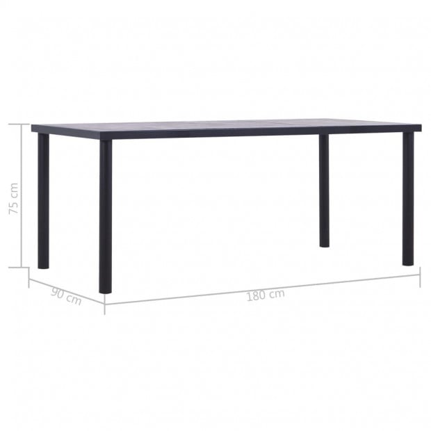 Dining Table Black And Concrete Grey 180x90x75 Cm Mdf Image 5