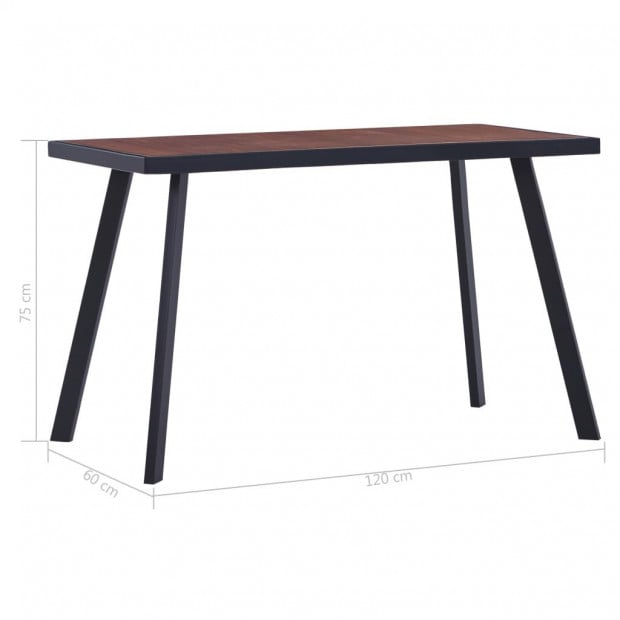 Dining Table Dark Wood And Black 120x60x75 Cm Mdf Image 5