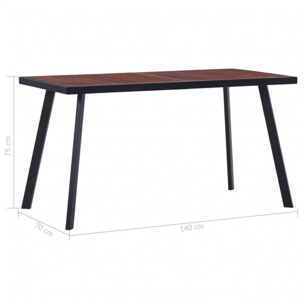 Dining Table Dark Wood And Black 140x70x75 Cm Mdf Image 5