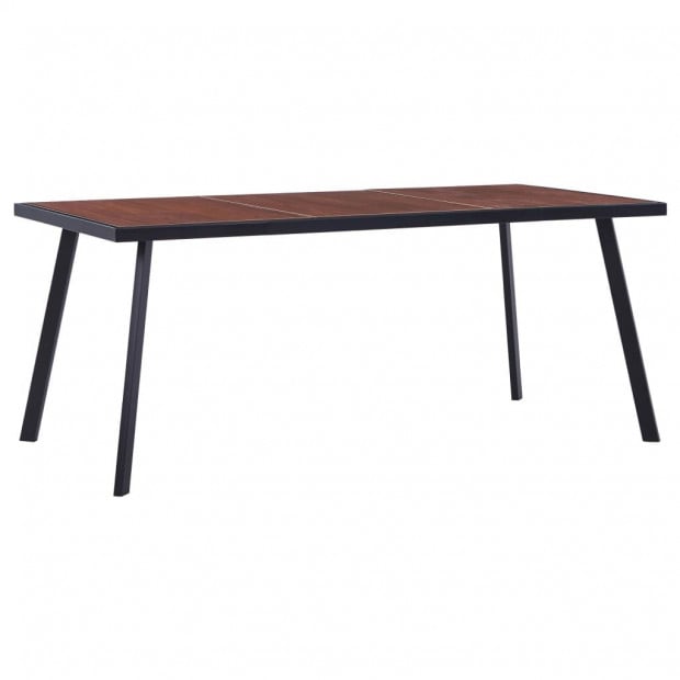 Dining Table Dark Wood And Black 180x90x75 Cm Mdf